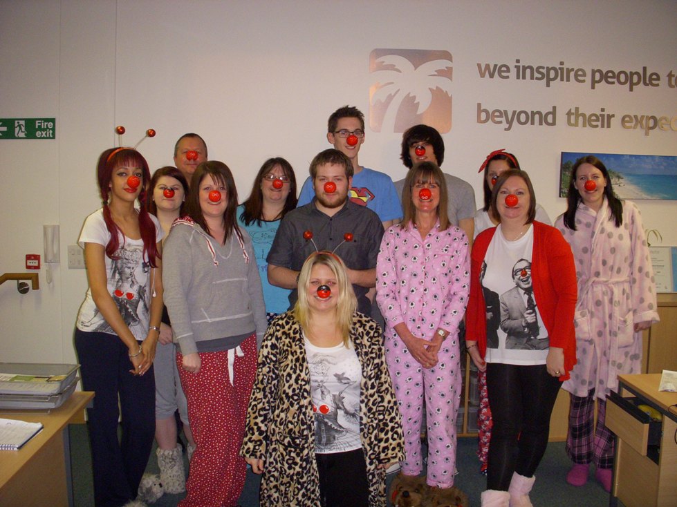 The Blue Bay Travel team in their PJs