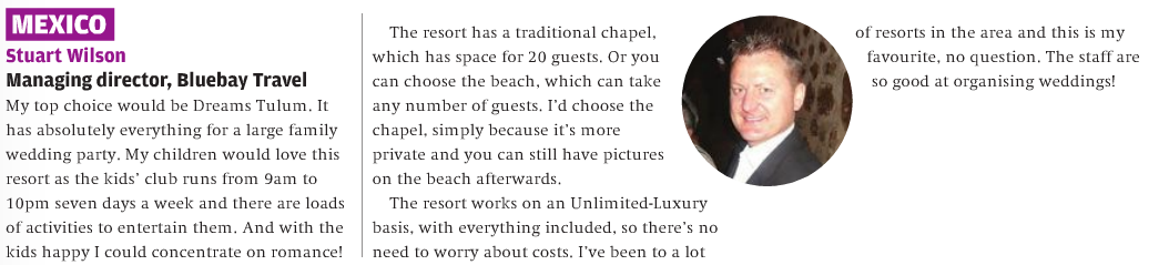 Stuart Wilson on destination weddings Stuart Wilson on destination weddings